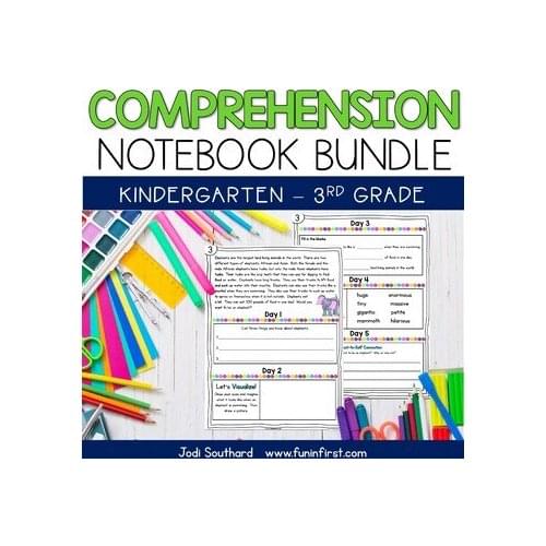 Reading Comprehension Notebook Kindergarten, 1st, 2nd, & 3rd Grade (The BUNDLE) learning English PDF File