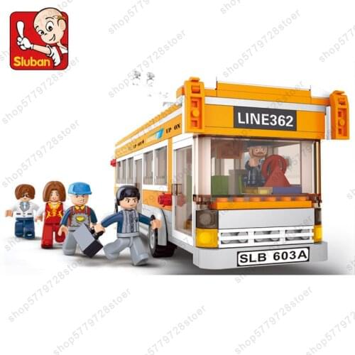 New SLuban City Car-Tram Educational Toy Childrens Assembled Car Model Building Block Minifigures Toy Gifts For Children
