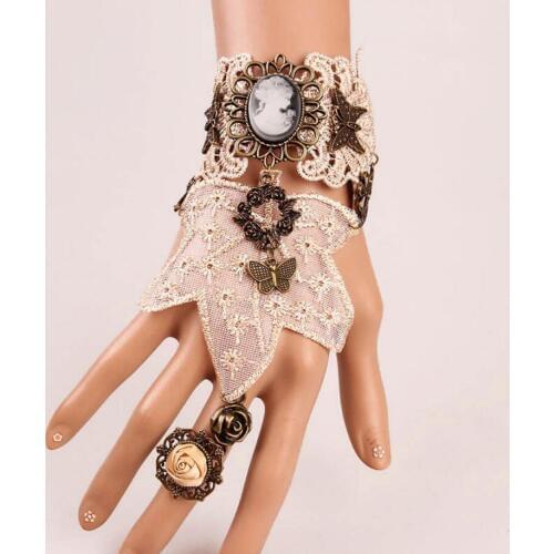 New White Maple Leaf Shape Retro Steampunk Lace Bracelet