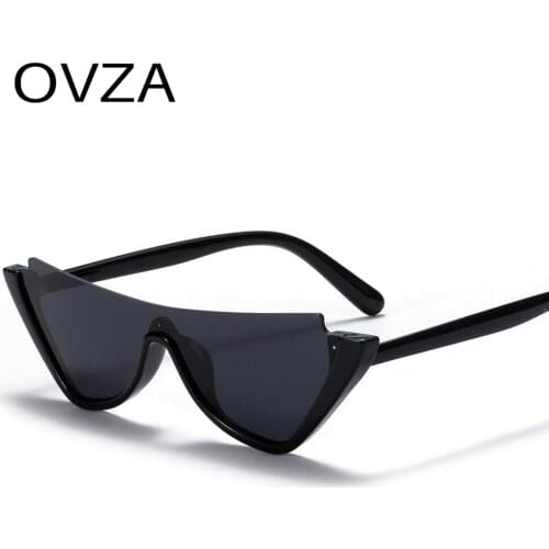 OVZA Fashion Womens Sunglasses Brand Designer Cat Eye Semi-rimless Eyeglasses Mens Big Frame Cool Anti-UV Oculos Feminino S8081