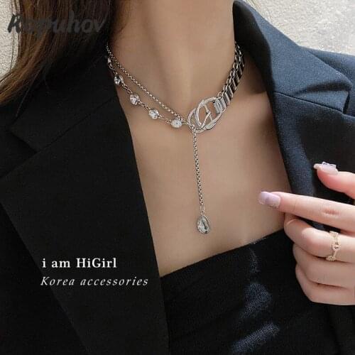 Ropuhov 2021 New Korean Fashion Gift Woman Design Chain Splicing Diamond Box Chain Necklace Personality Bling Wholesale