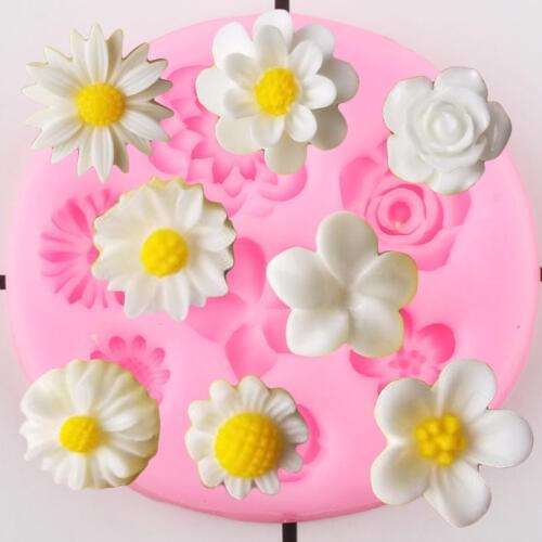 Flower Silicone Molds Chocolate Fondant Mold DIY Wedding Cake Decorating Tools Cupcake Topper Jelly Candy Polymer Clay Moulds