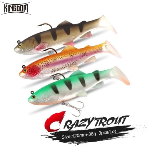 Kingdom Sinking Fishing Lures 120mm 38g T-Tail Jigging Wobblers Pike Aritificial Silicone Swimbait Leurre Souple Soft Baits Bass