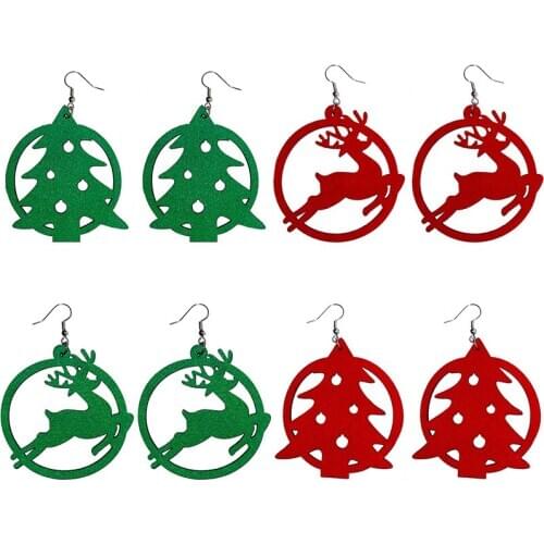 Creative Personality Christmas Tree Fawn Earrings Womens Xmas Day Earrings Fashion Ear Jewelry Gifts Hot Sale