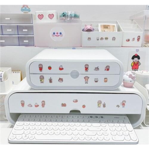 Convenient and practical ins white desktop computer increased rack, easy to store desktop office computer organizer