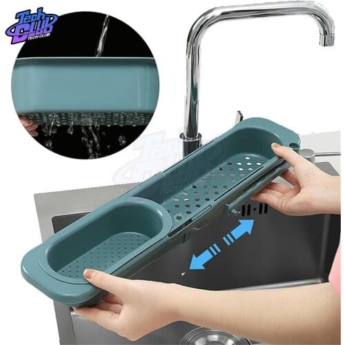 Retractable Drain Basket Sink Rack Telescopic Drain Rack Filter Leftover Drain Basket Dishwashing Storage Kitchen Supply