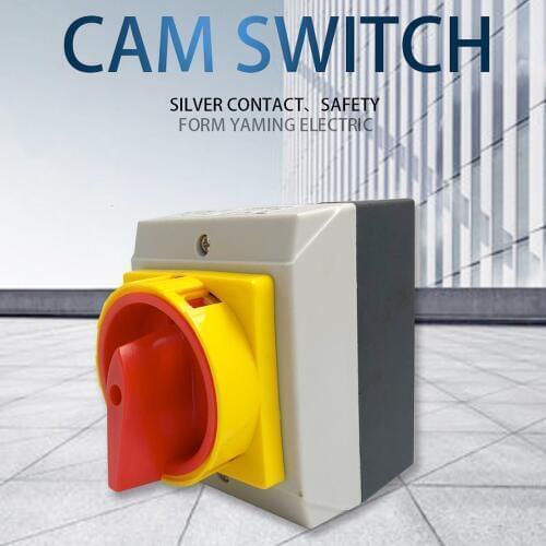 YMD12-32 Isolating Switch Waterproof Enclosure 32A 3P 2 Position ON-OFF Padlock Rotary Cam Power Switches Selector