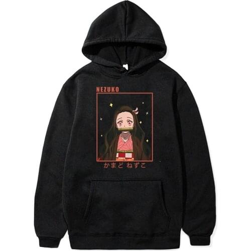 Anime Demon Slayer Nezuko Woman Streetwear Hip Hop Vintage Hooded Harajuku Fleece Hoodie 2021 Trendy Loose Women Hoodies