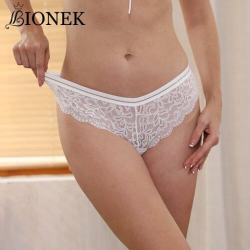 BIONEK Female Lace Splicing Sexy Underwear Ladies Girls Intimate Lingerie Wavy Lace Mid-Waist Woman Underpants Panties Fashion