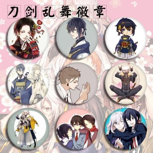 1pc 58mm Anime Touken Ranbu Online Hotarumaru Monoyoshi Sadamune badge brooch Pins demin deco