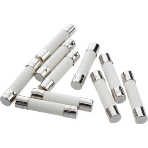 10 pcs AC 250 V 15 A 6 x 30 mm, high speed kick cylindrical fuse tube ceramic · white + silver CNIM Hot
