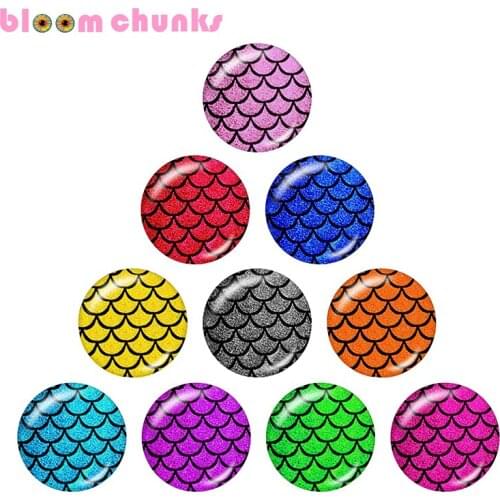 Glitter mermaid Multicolor 10pcs mixed 12mm/18mm/20mm/25mm Round glass cabochon jewelry flat back Making findings S6773