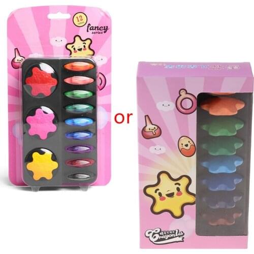 12 Colors Non-toxic Wax Snowflake Shape Crayons Kids Washable Painting Drawing