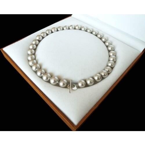 12MM Round White Sea Shell Pearl Necklace Women Girls Gifts Beads big 925 r Wholesale price