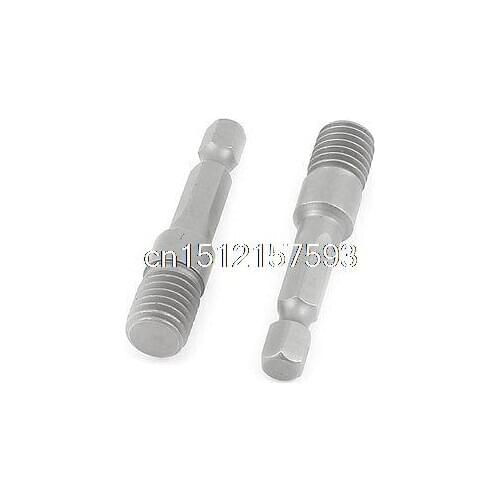 2PCS 3/8" Male Thread Hex Shank Electric Drill Chuck Adapter Gray