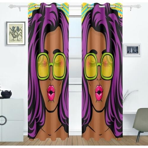 2pcs African Woman Window Curtains Luxury Blackout For Living Room Girl Bedroom Drapes Cortinas Rideaux Customized Curtain