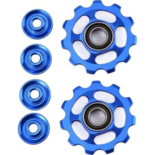 2Pcs Mountain Bike Transmission Rear Dial Guide Wheel 11T Gear CNC Aluminum Alloy Bearing Tension Wheel Bearing