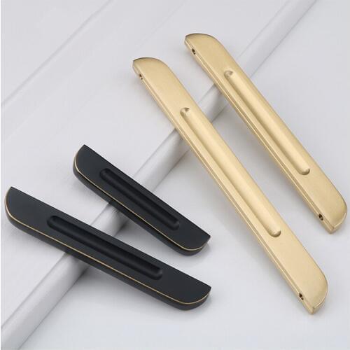 3" ~7"solid Brass Cabinet Knobs And Handles Furnitures Cupboard Wardrobe Drawer Knobs Satin Brass Long Handle Pull