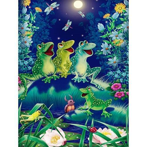 5D Diy Diamond Painting Animal Frog Family Cross Stitch Diamond Mosaic Needlework Diamond Embroidery Home Decor Handcraft