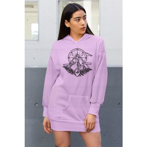 Angemiel Wear Nature And Compass Pink Dress Sweatshirt Tunik