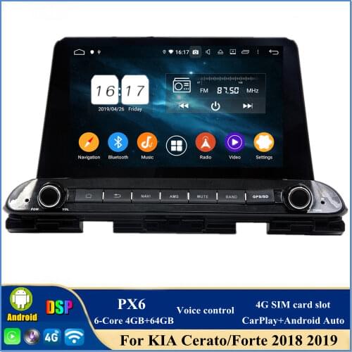 DSP PX6 6-Core 1 din 9" Android 10 Car Radio DVD GPS for KIA CERATO FORTE 2018 2019 Bluetooth 5.0 WIFI USB Easy Connect