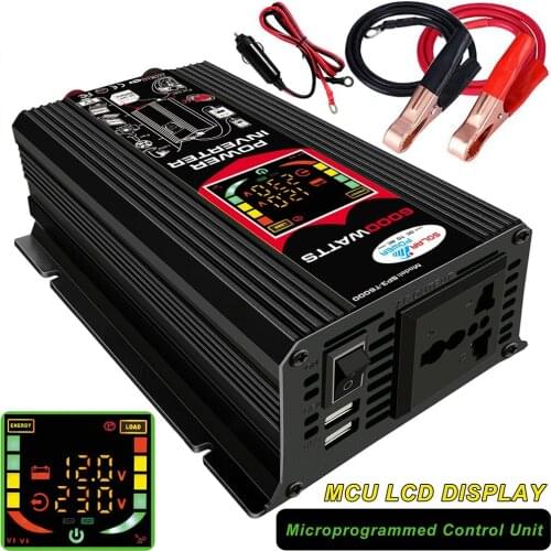 500W 12V to 220V/110V Smart Display Car Power Inverter Converter Adapter Dual USB Voltage Transformer Modified Sine Wave