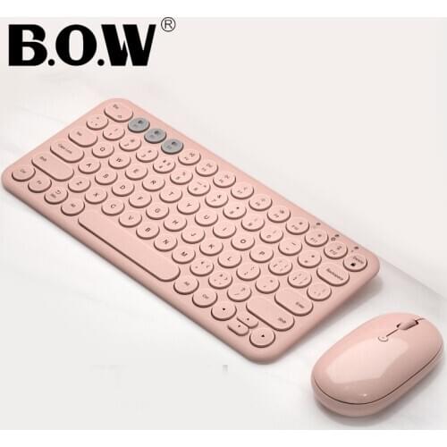 B.O.W Rechargeable Bluetooth Keyboard Small for Phone / Tablet / PC iOS Windows Android System , Round Keys Comfortable Typing