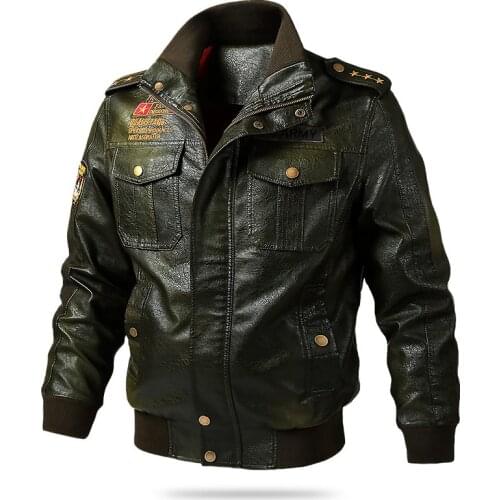 New Brand Leather Jacket Men Vintage Bomber Jacket Multi-pockets Plus Size M-5XL 6XL Spring Autumn Motorcycle Jacket Men