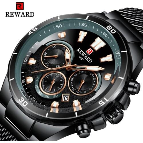REWARD Quartz Watches for Men Clock Luminous Hands 3 Small Dial Display Top Brand Business Watch Montre Homme 2020