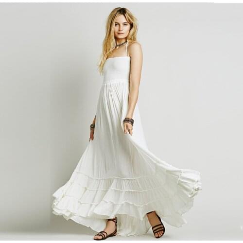 Enthic Sexy Backless Maxi Dress Women Summer Irregular Ruffles Long Dresses Female Boho Beach Bohemian Hippie Vestidos Mujer