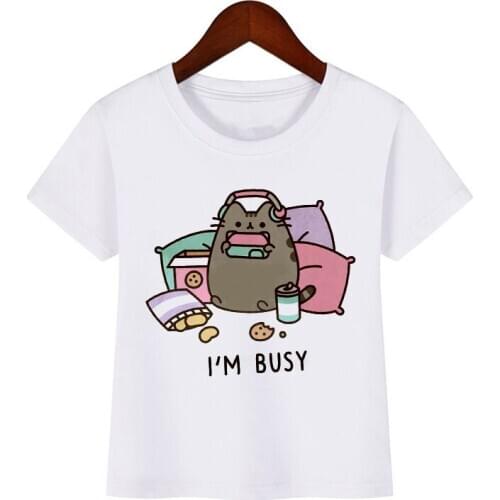 Kids t shirt Kawaii Fat cat New summer cute fashion Children t-shirt Thin section Hipster Girls Tshirt Tops clothing, olome8263