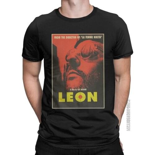 Leon The Professional Movie T Shirt Men 100% Cotton Funny T-Shirts Crew Neck Tees Classic Short Sleeve Tops Birthday Gift