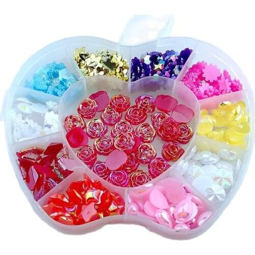 HL 11 Styles Team 1 Box 330PCS 10mm-14mm Resin Flatback DIY Accessories Loose Beads Nail Art Accessories