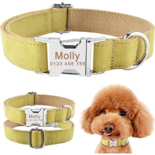 AiruiDog Personalized Dog Collar Durable Nylon Free Engraved Name Phone Number on Buckle