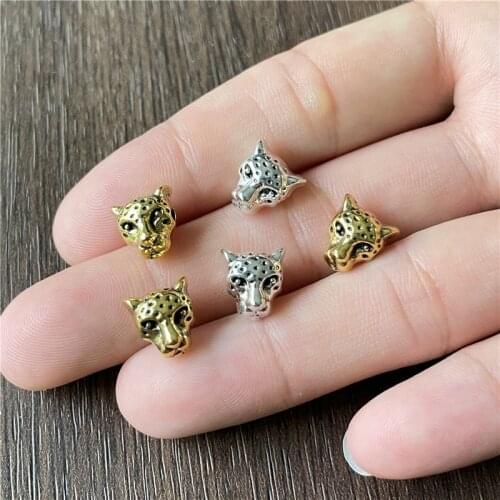 JunKang perforated small leopard head beads DIY handmade bracelet Necklace popular European and American Jewelry