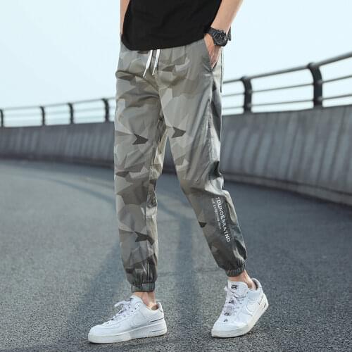 Camouflage Casual Pants Mens Summer Thin Work Clothes Loose Feet Nine-point Mens Trousers 2021 New Sweatpants Sport Pants Men