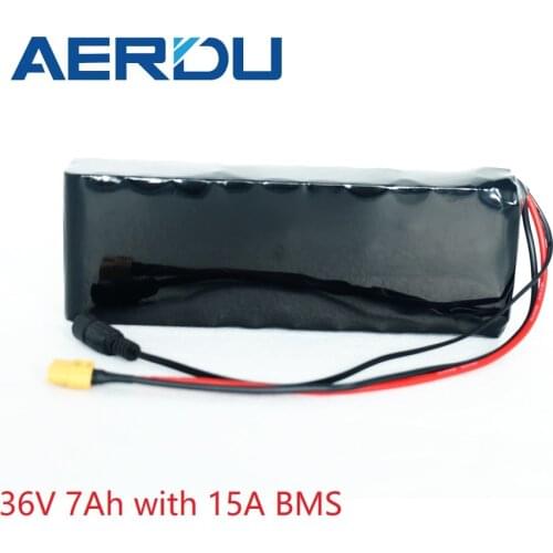 AERDU 10S2P 7Ah 36V lithium-ion battery pack with 15A BMS for Electric bicycle scooter connected in parallel 100w-300w motors