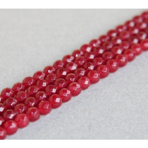 Min Order1) 8mm Faceted New Dark Red Chalcedony Beads Round DIY Beads Natural Stones 15inch Jewelry Making Design Wholesale