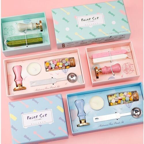 Macaron Fire Paint Seal Set Seal Wax Seal Kam Fire Wax Gift Box Creative Birthday Gift Seal without white wax