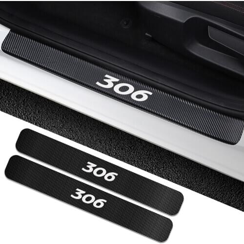 For Peugeot 306 4PCS Auto Door Sill Protector Car Threshold Scuff Plate Cover Stickers Carbon Fiber Film Car Tuning Accessories