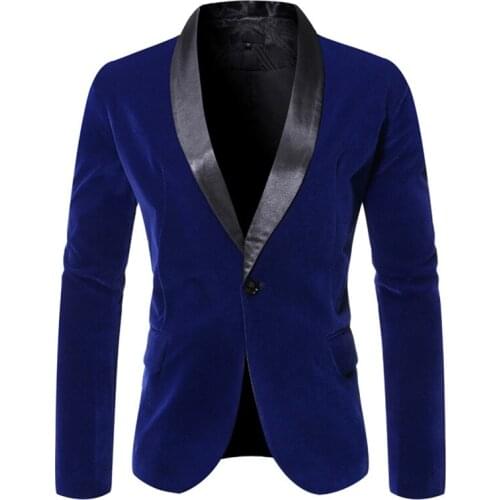 Fall Winter Velvet Blazer High Quality Slim Fit Suit Jacket Fashion Casual Men Groom Singer Costume Formal Evening Dress S-3XL