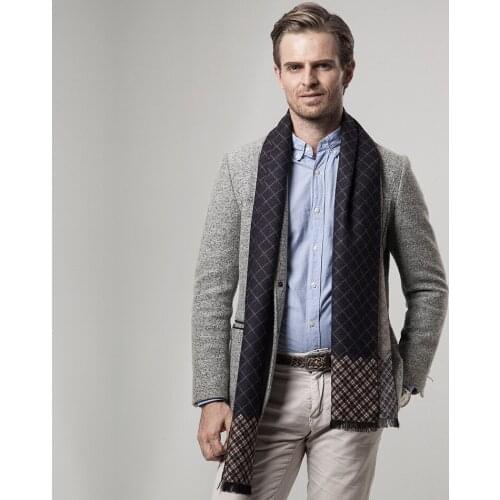 Autumn and Winter Mens Scarf Imitation Cashmere Business Scarf Korean Classic Lattice Leisure Thickened Scarf