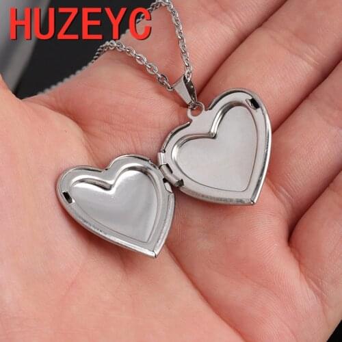 Trend Heart Photo Frame Pendant Necklace Customized Stainless Steel Charm Openable Locket Necklaces Women Men Memorial Jewelry