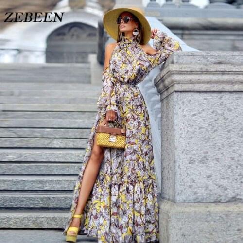 ZEBBEN Raglan Sleeve Halterneck Dress for Women 2021 Summer Boho A-LINE Sexy Fashion Casual Beach Holiday Dresses Female