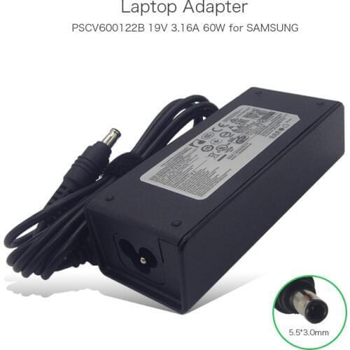 Genuine 19V 3.16A 60W AC Adapter for Samsung ATIV Book 2 NP270E4V AD-6019B CPA09-004A PSCV600122B AD-6019 AD6019 Laptop Charger