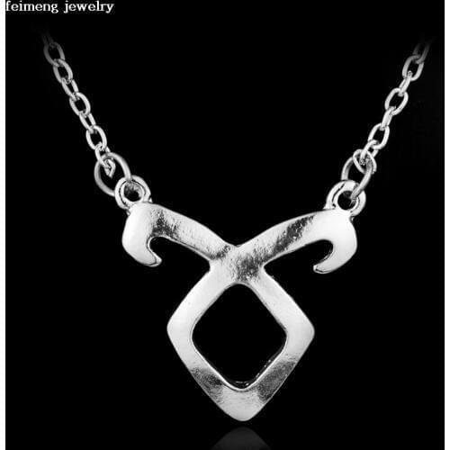 Retro City of Bones Necklace Angelic Forces Power Rune Pendant Inspired By The Mortal Instruments Shadowhunters Collar For Men