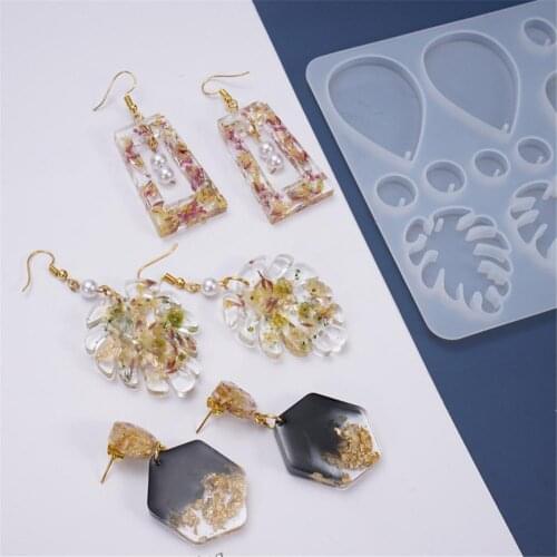 Silicone Mold DIY Crystal Multi-style Epoxy Earrings Mould Jewelry Pendant Making Tool Molds For Plaster Silicone Mold