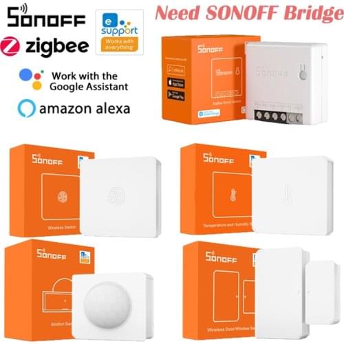 SONOFF Zigbee ZBMINI Smart Switch / Window Door Sensor / Motion / Temperature Humidity Sensor for eWelink APP Alexa Google Home