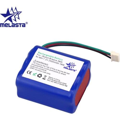 MELASTA 7.2V 2500mAh NiMH Replacement Battery for iRobot Roomba Braava 380 380t 380j Mint 5200 5200C Floor Cleaner/Mopping Robot