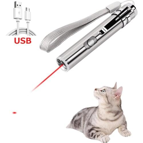 2 in 1 USB Rechargeable Laser Cats Multi Pointer Toy Training Exercise Tool Funny LED Function Light Interactive Toys